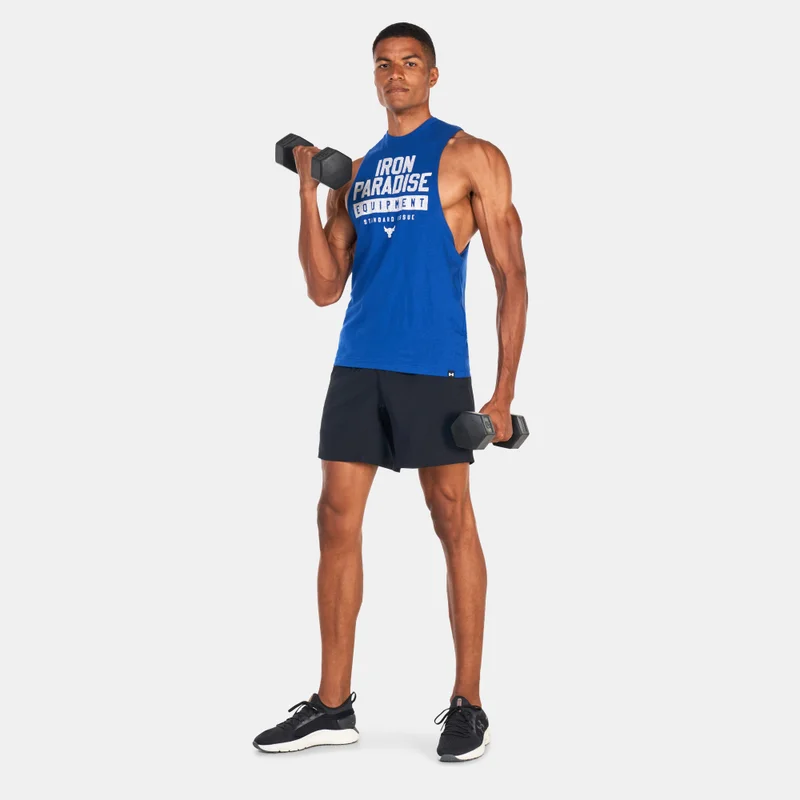 UNDER ARMOUR Blue Men's Project Rock Iron Muscle Tank Top for Men | Best Price UAE